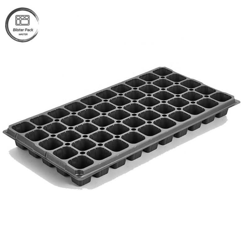 Telas de sementeira de plástico preto durável para estufas Material reciclado 50 sementeira de células 3.8cm buracos profundos