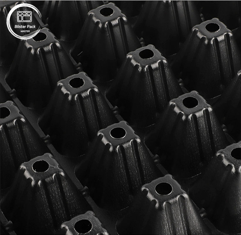Telas de sementeira de plástico preto durável para estufas Material reciclado 50 sementeira de células 3.8cm buracos profundos