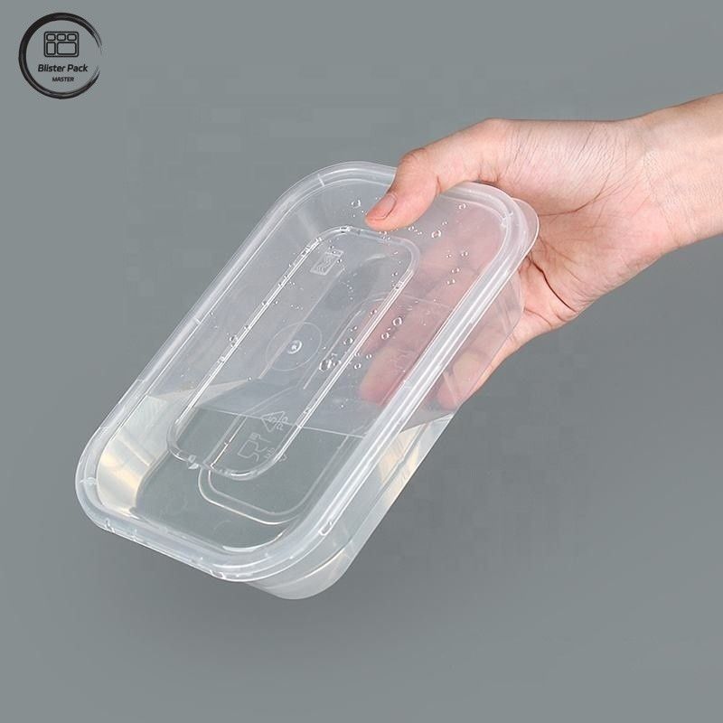 Caixa de plástico Bento descartável de microondas de PP com tampa Clea Multi-Size 500ml a 1500ml