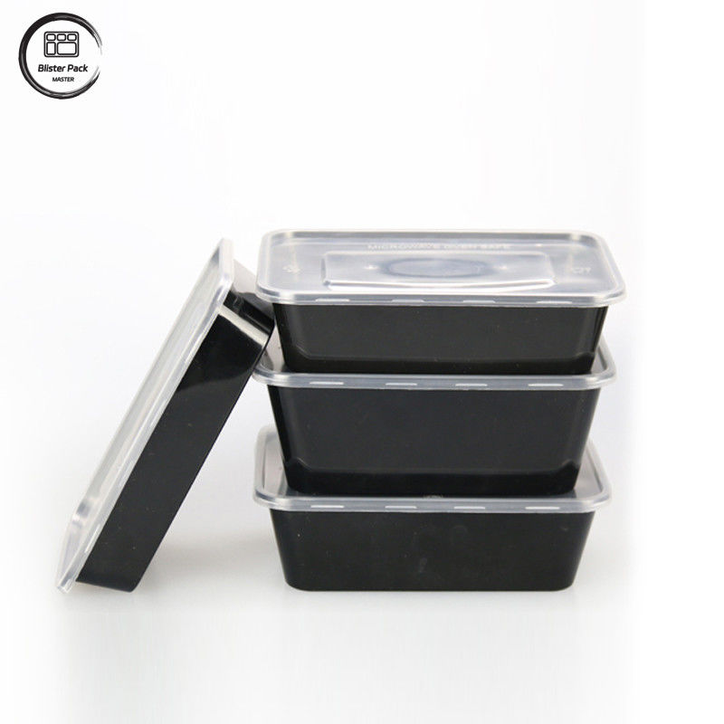 Caixa de plástico Bento descartável de microondas de PP com tampa Clea Multi-Size 500ml a 1500ml