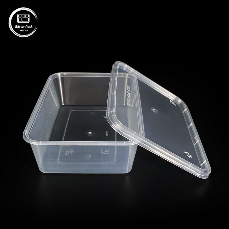 Recipientes de alimentos de plástico descartáveis de PP rectangular Tamanhos versáteis de 500 ml a 1000 ml