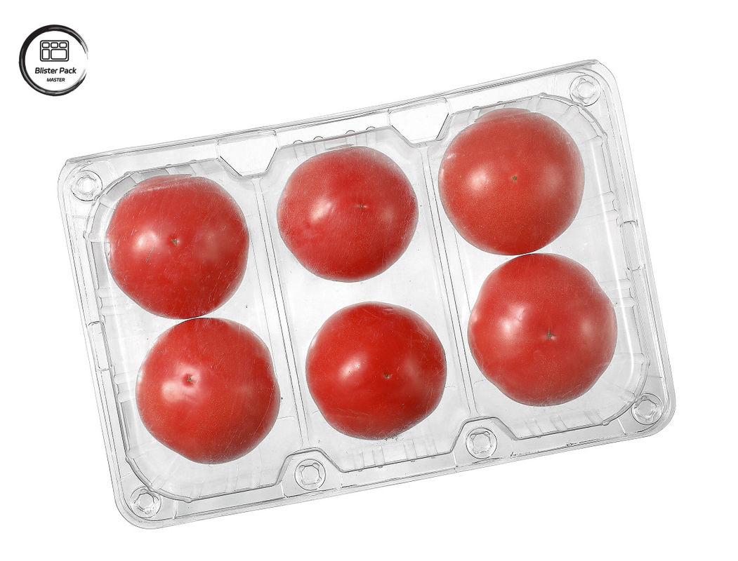 Recipiente de frutas descartável de 6 peças de plástico retangular para embalagem