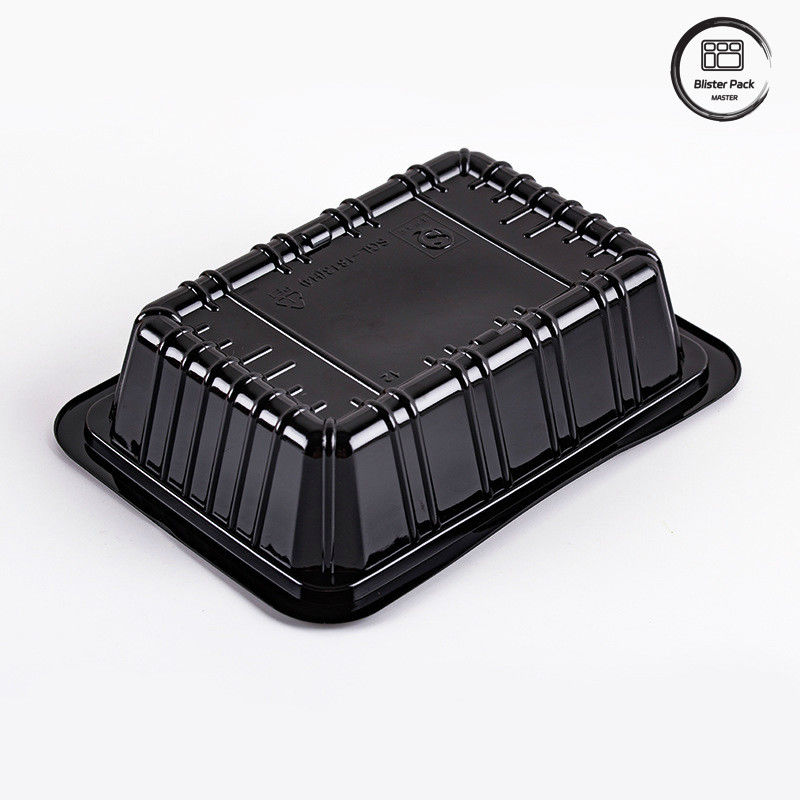 Supermercado Chilli Disponível bandeja de plástico Rectangular profunda Frutas Negro recipientes Vegetais Frescos Embalagem bandeja de alimentos
