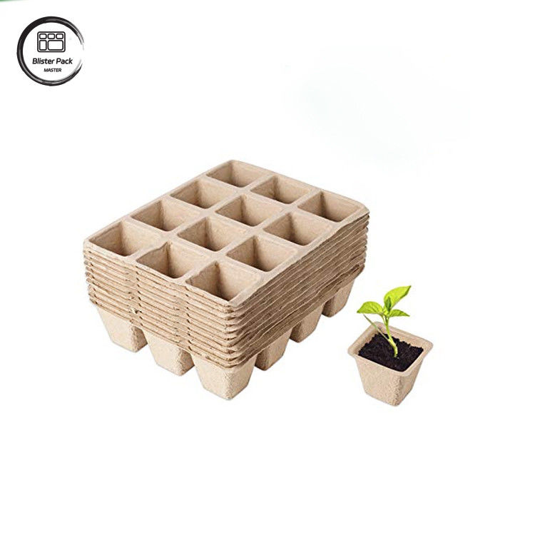 Biodegradável de cana de açúcar personalizado Bagasse 12 Plantas de células de bandejas Kit de inicialização para plantação de sementes