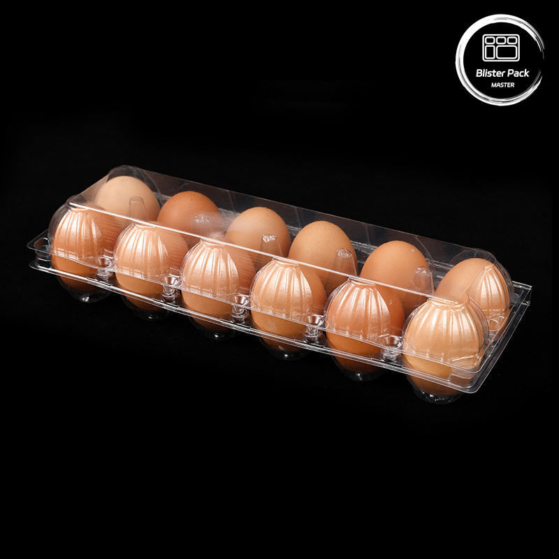 Em vácuo formado com 12 ranhuras PET durável de ovos Blister bandeja de plástico descartável bandeja de grade com tampa