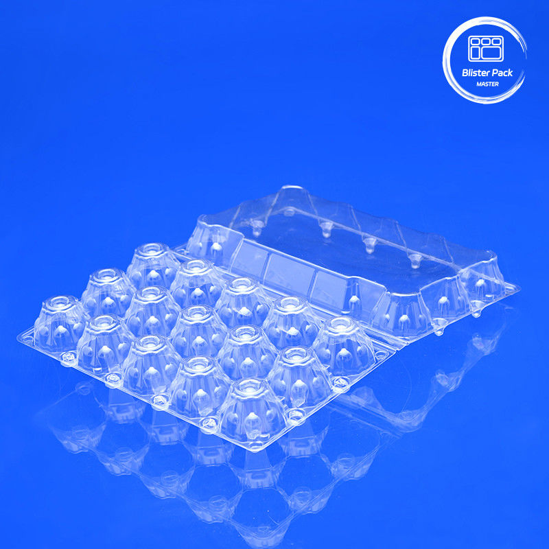 15 Slot Clear Disposable Plastic Egg Blister Tray Custom Designed 0.25mm~1.0mm Espessura