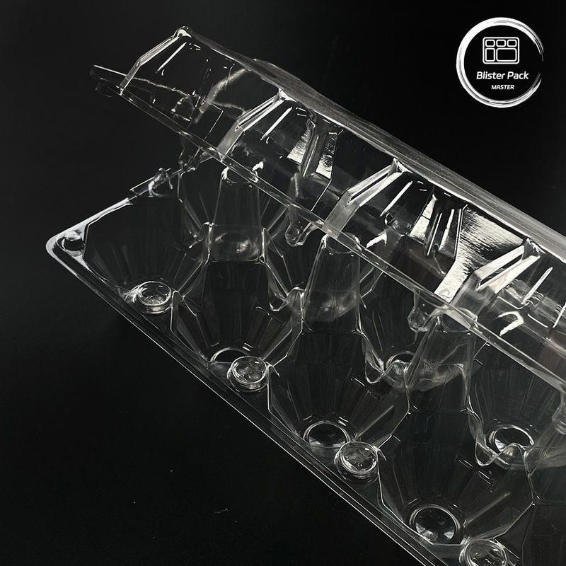 15 Slot Clear Disposable Plastic Egg Blister Tray Custom Designed 0.25mm~1.0mm Espessura