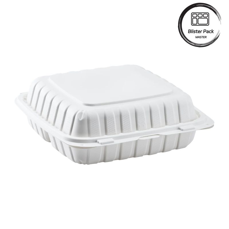 3 Compartimento de plástico termoformador para levar Container Quadrado para fast food / refeições quentes
