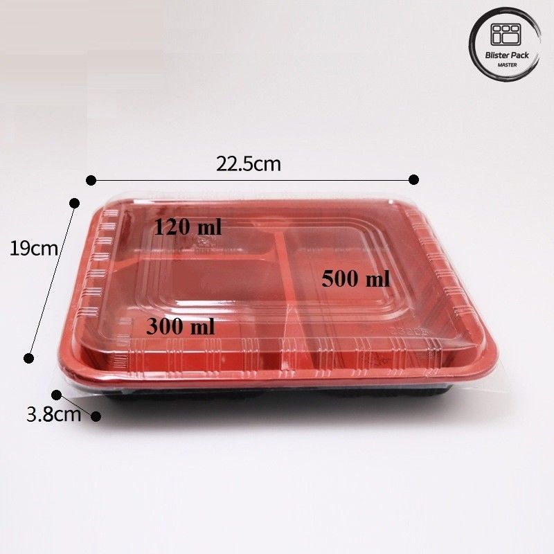 Eco-friendly 3 Compartimentos Bento Box descartável PP plástico microondas e frigorífico seguro
