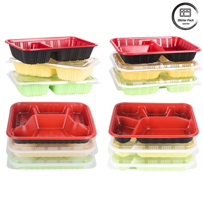 Eco-friendly 3 Compartimentos Bento Box descartável PP plástico microondas e frigorífico seguro