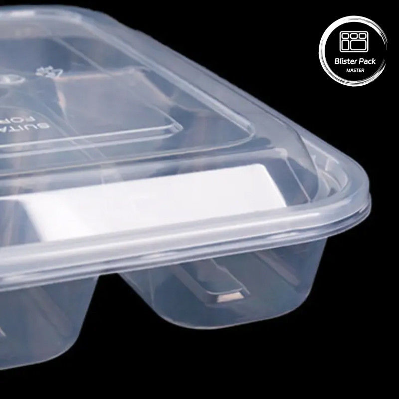 Caixa Bento Disponível de Plástico Transparente para Preparação de Refeições para Hotéis e Eventos
