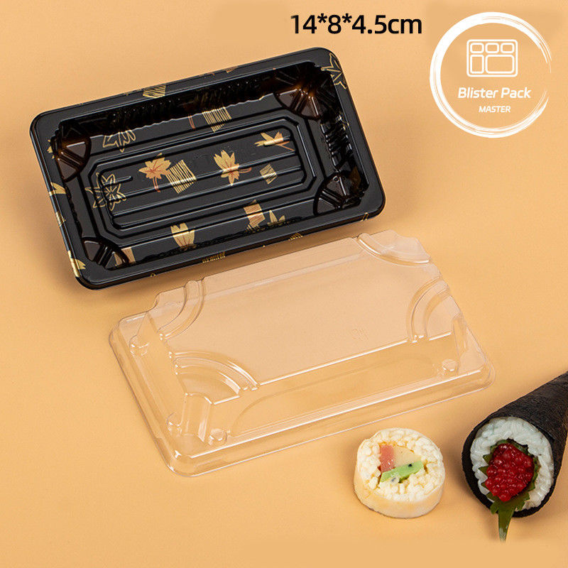Logotipo personalizado Restaurante de qualidade alimentar bandejas de sushi descartáveis para refeições frescas e elegantes