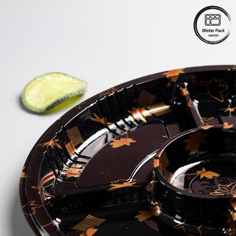 Práticas bandejas de sushi descartáveis de disco grande e multi-célula para diversas necessidades de refeições