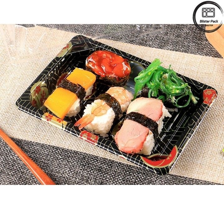 Pacote de bolhas de bandeja de sushi de plástico em relevo de design premium a preços competitivos