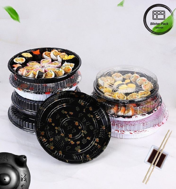 Caixa de salada de bolhas para levar Contenedor de sushi de plástico conveniente e ecológico