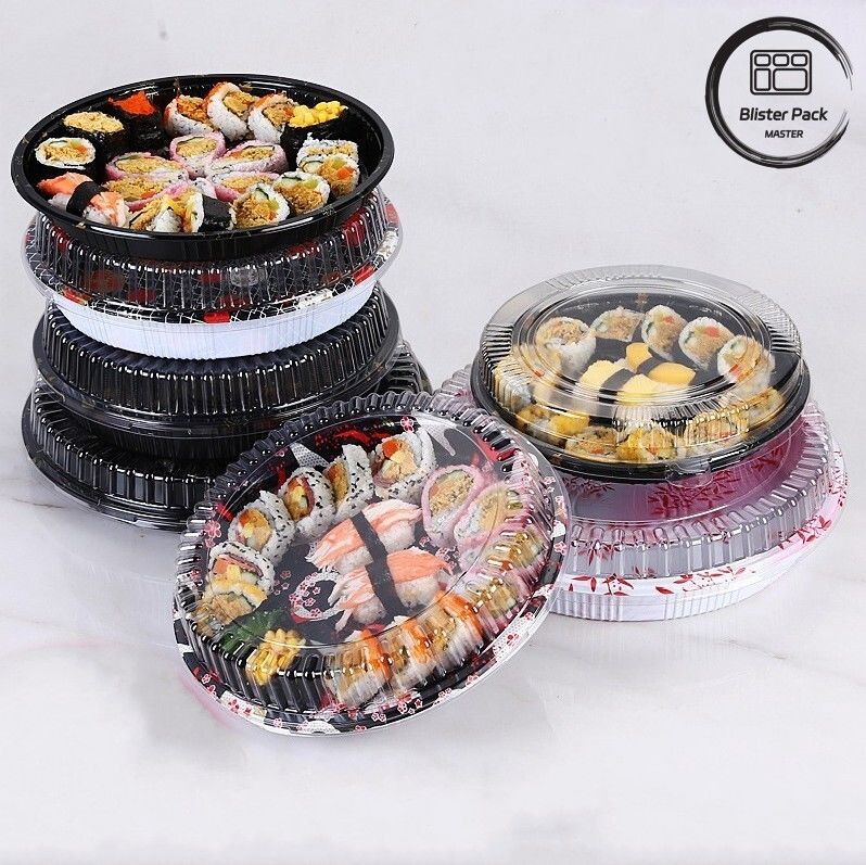 Caixa de salada de bolhas para levar Contenedor de sushi de plástico conveniente e ecológico