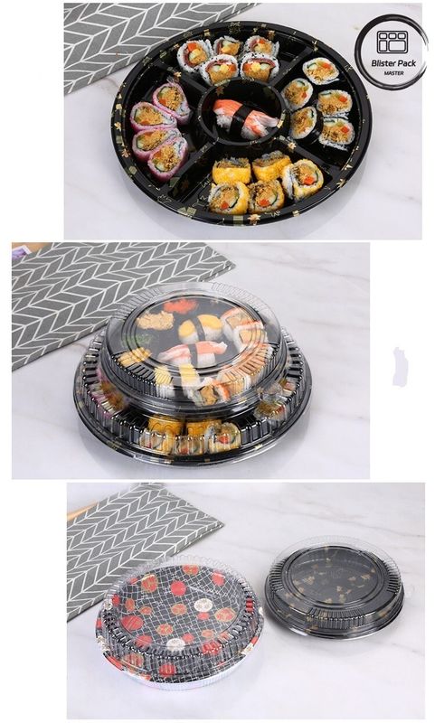 Caixa de salada de bolhas para levar Contenedor de sushi de plástico conveniente e ecológico