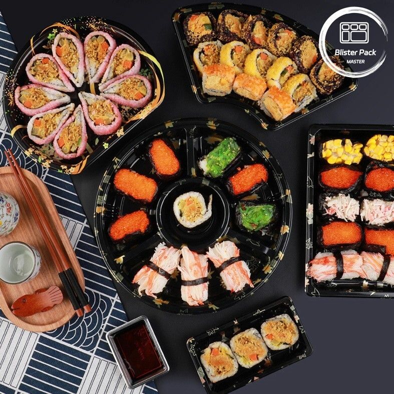 Caixa de salada de bolhas para levar Contenedor de sushi de plástico conveniente e ecológico