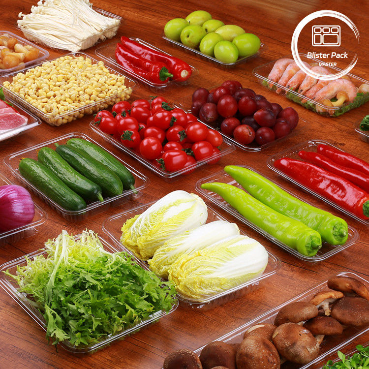 Caixas de frutas e vegetais PET descartáveis para armazenamento seguro e fresco