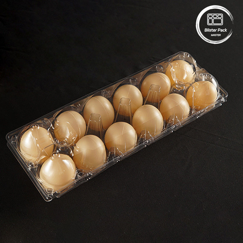 12 Células Transparente PET Tray de ovos Logotipo personalizável Recipiente de ovos de plástico para armazenamento