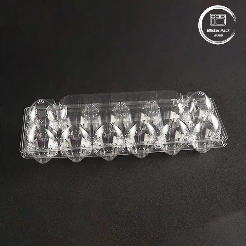 12 Células Transparente PET Tray de ovos Logotipo personalizável Recipiente de ovos de plástico para armazenamento