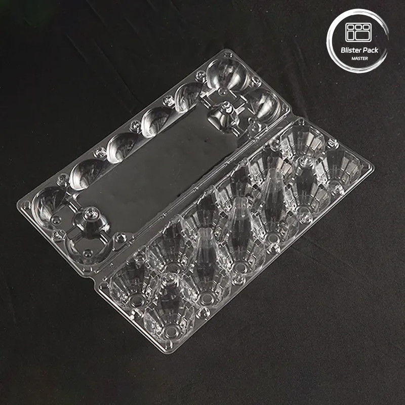 12 Células Transparente PET Tray de ovos Logotipo personalizável Recipiente de ovos de plástico para armazenamento