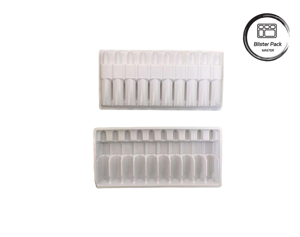 Taça de Ampola de Plástico Formado a Vácuo Personalizada, Frasco de Medicamento Branco Embalagem em Bolhas para Flacons de 10 ml