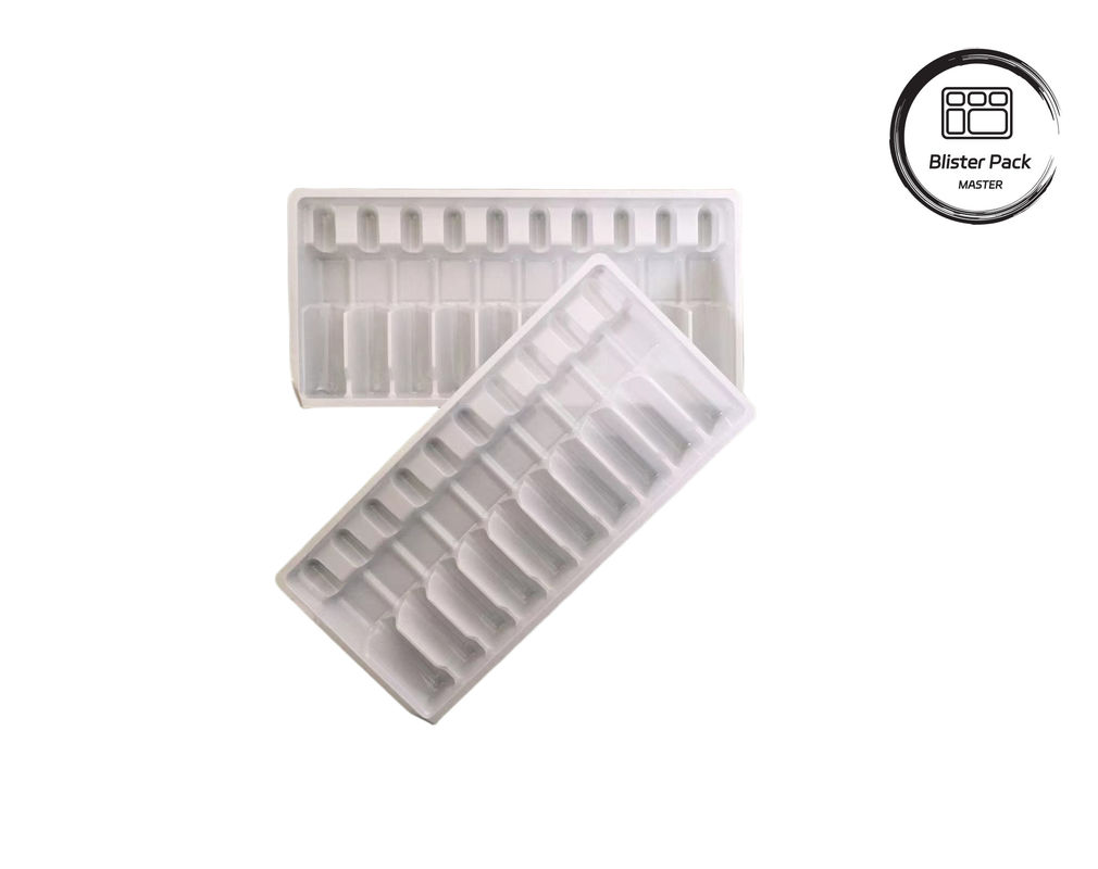 Taça de Ampola de Plástico Formado a Vácuo Personalizada, Frasco de Medicamento Branco Embalagem em Bolhas para Flacons de 10 ml