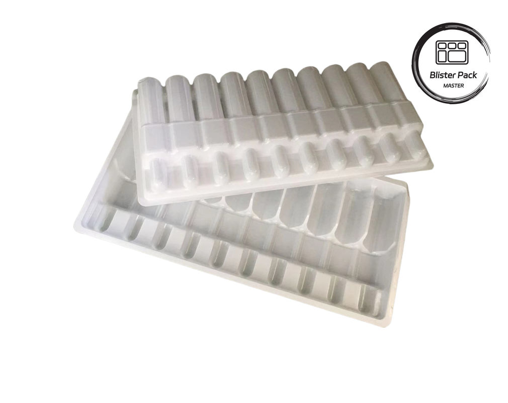 Taça de Ampola de Plástico Formado a Vácuo Personalizada, Frasco de Medicamento Branco Embalagem em Bolhas para Flacons de 10 ml