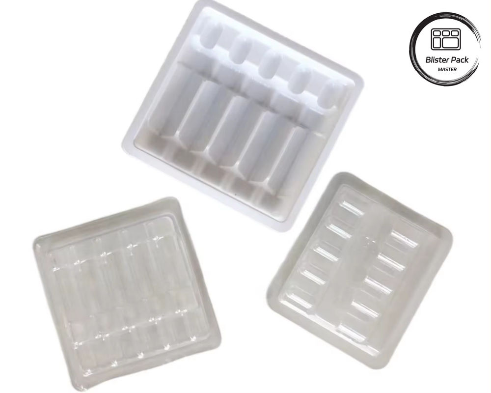 OEM & ODM PET Vacuum Forming Blister Plastic Tray, embalagem interna personalizada para ampolas e frascos