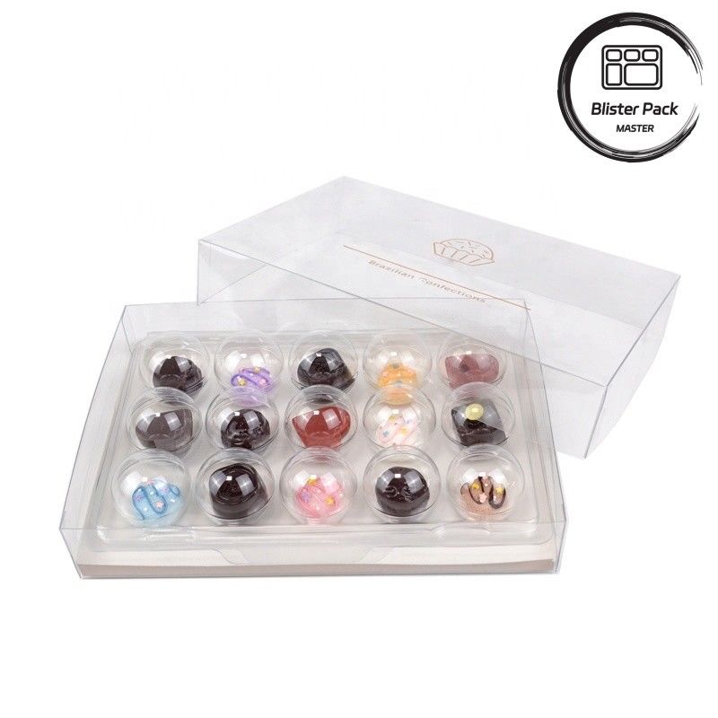 Caixa-presente de plástico transparente para 4, 8, 15, 30 Trufas Chocolate embalagem PET transparente de alta qualidade