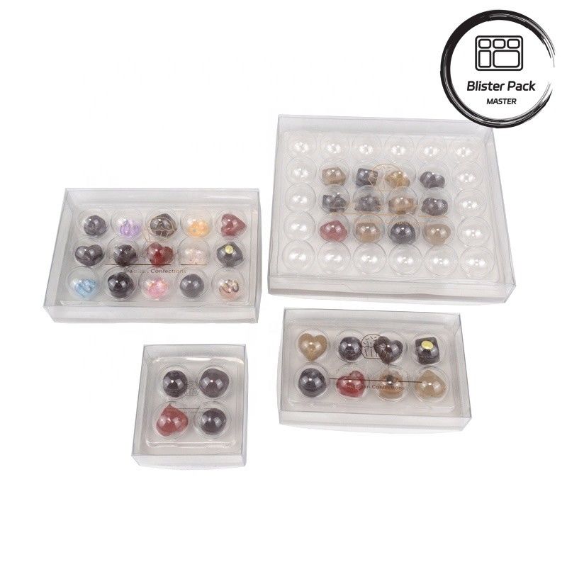 Caixa-presente de plástico transparente para 4, 8, 15, 30 Trufas Chocolate embalagem PET transparente de alta qualidade