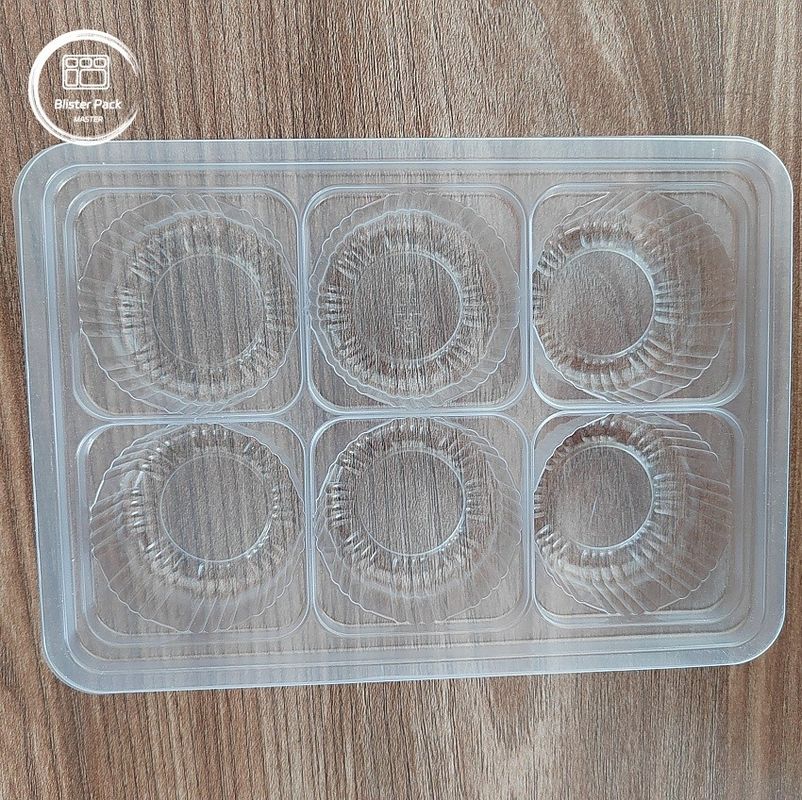 Embalagem de plástico transparente de PP de bolhas descartável, com 6 cavidades para chocolate, doces, bolo de lua, muffins e bolinhos