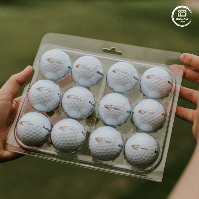 Embalagens personalizadas de bolhas de golfe em plástico transparente de 12 bolhas, embalagens para exibição por atacado