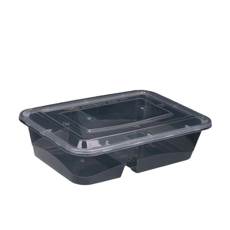 Caixa de almoço de plástico Bento de plástico de 2 compartimentos para encomenda personalizada